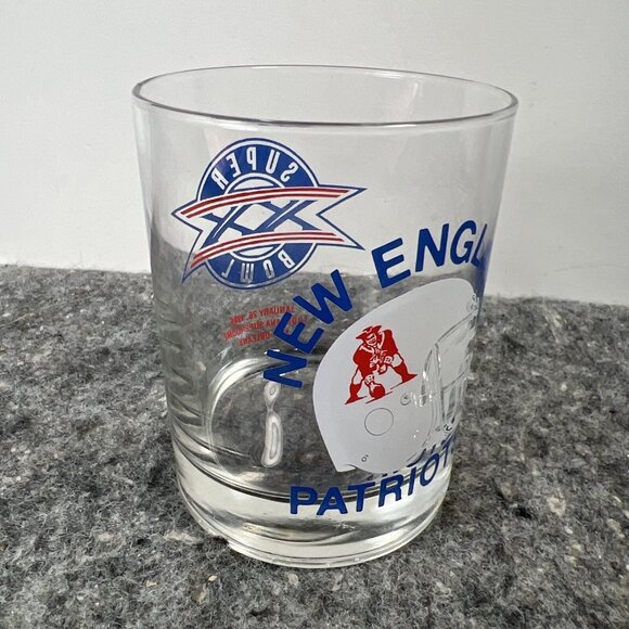 Vintage 1986 New England Patriots Super Bowl XX Champions Glass Tumbler Rocks - Picture 4 of 10